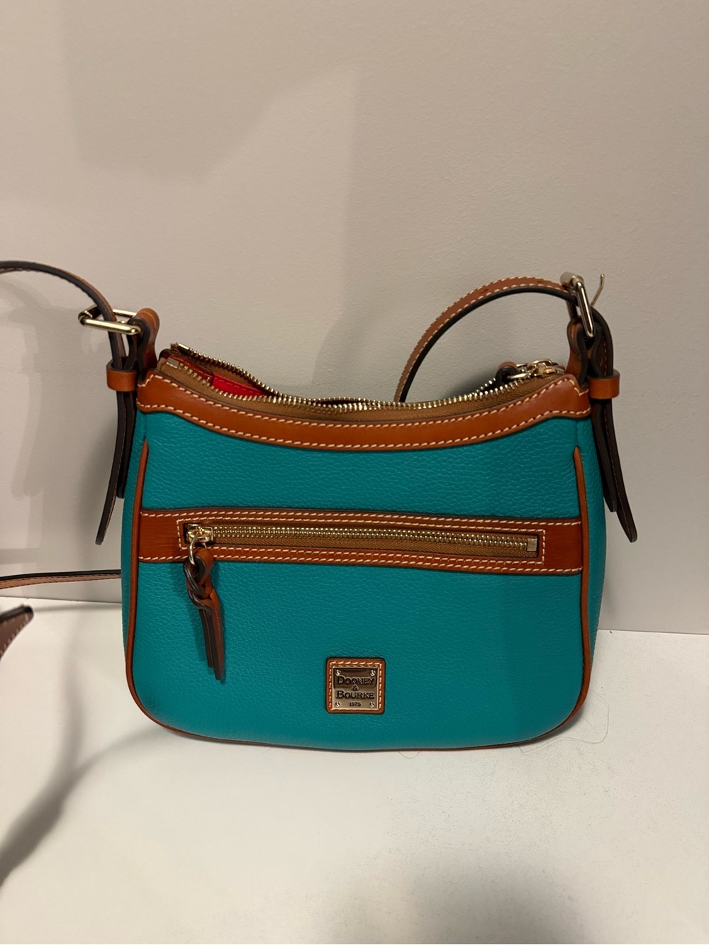 Dooney & Bourke Teal and Tan Crossbody Shoulder Bag